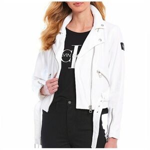 NWT White Calvin Klein Moto Jacket Size L